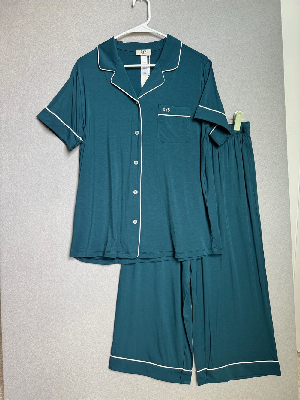NWT‎ GYS NakedSoft Bamboo Women's Short Sleeve Capri Pajama Set Small Deep Blue